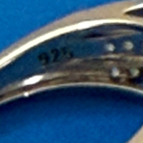 5.99CT OVAL BLACK SPINEL 0.75CTW ROUND WHITE CZ RHODIUM OVER STERLING SZ 8 - Picture 4 of 7